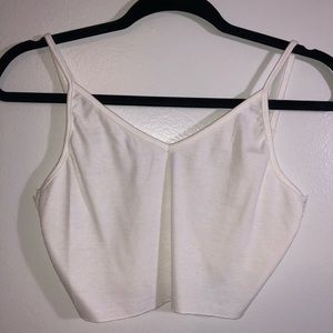 White tank top, crop top with lace back detail